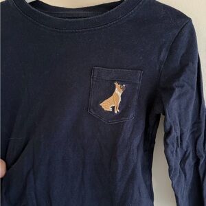 Janie and Jack Navy Long Sleeve Tee with Frenchie Dog